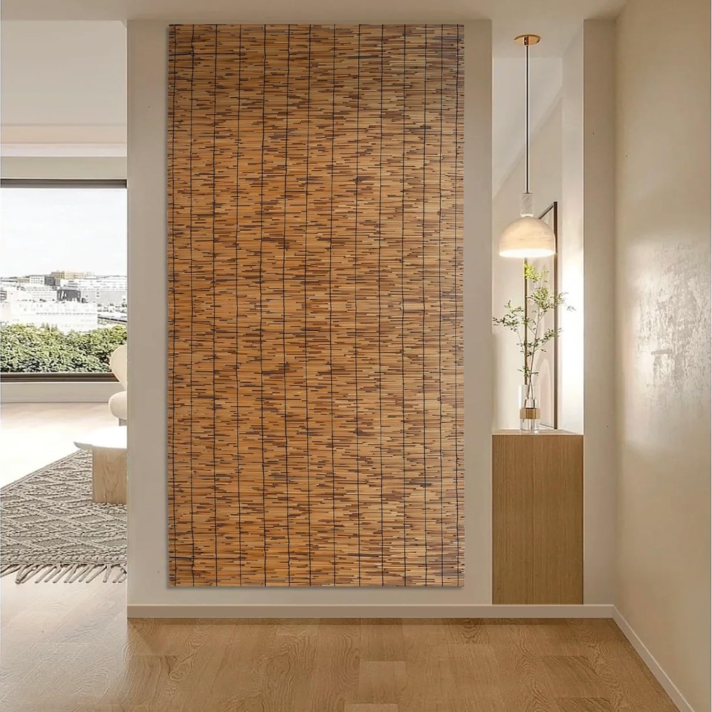 MMleYN Natural Reed Fence, 60–140 cm High, Bamboo Privacy Screen