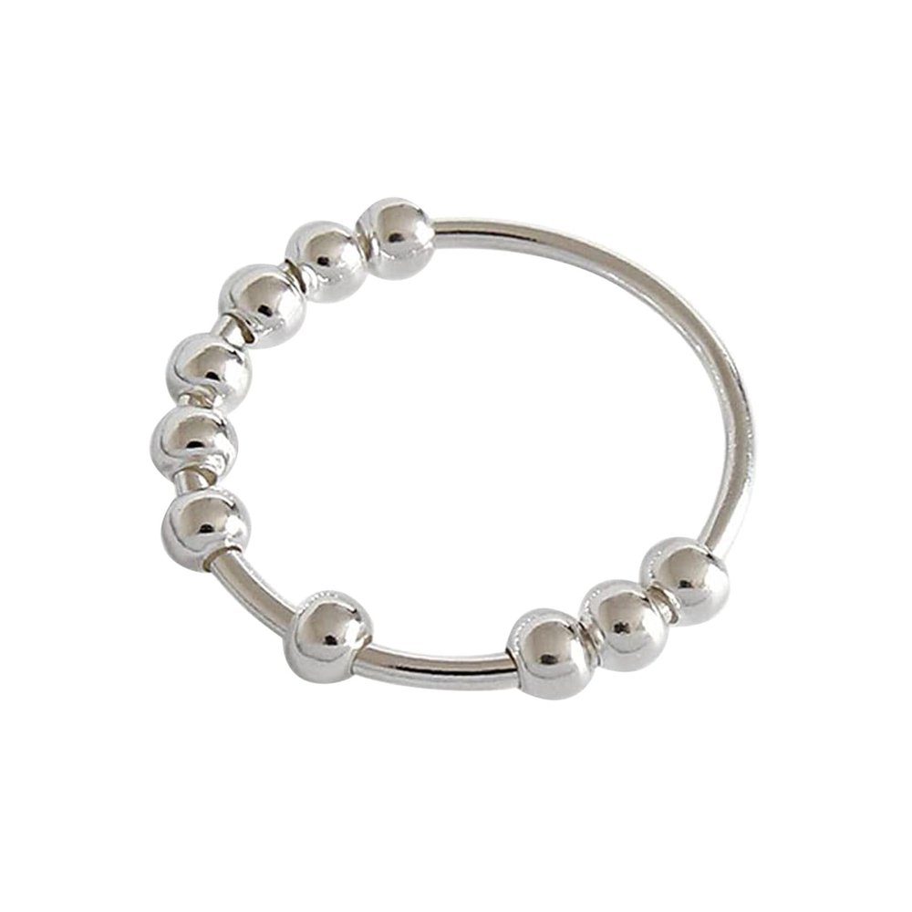 GleaMora Fashionable INS-Style S925 Sterling Silver Ring with Simple Rotating Pearl