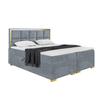 MEBLINI Dani Gold Box Spring Bed with Storage, 200 x 200 cm, H3 Gray Velvet view 1