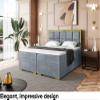 MEBLINI Dani Gold Box Spring Bed with Storage, 200 x 200 cm, H3 Gray Velvet view 3