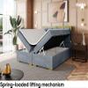 MEBLINI Dani Gold Box Spring Bed with Storage, 200 x 200 cm, H3 Gray Velvet view 4