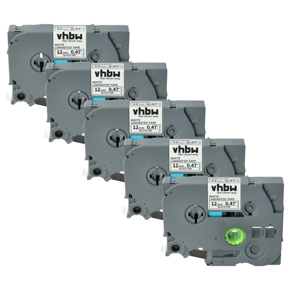vhbw 5-Pack Label Tape Cassettes Compatible with Brother PT H101C