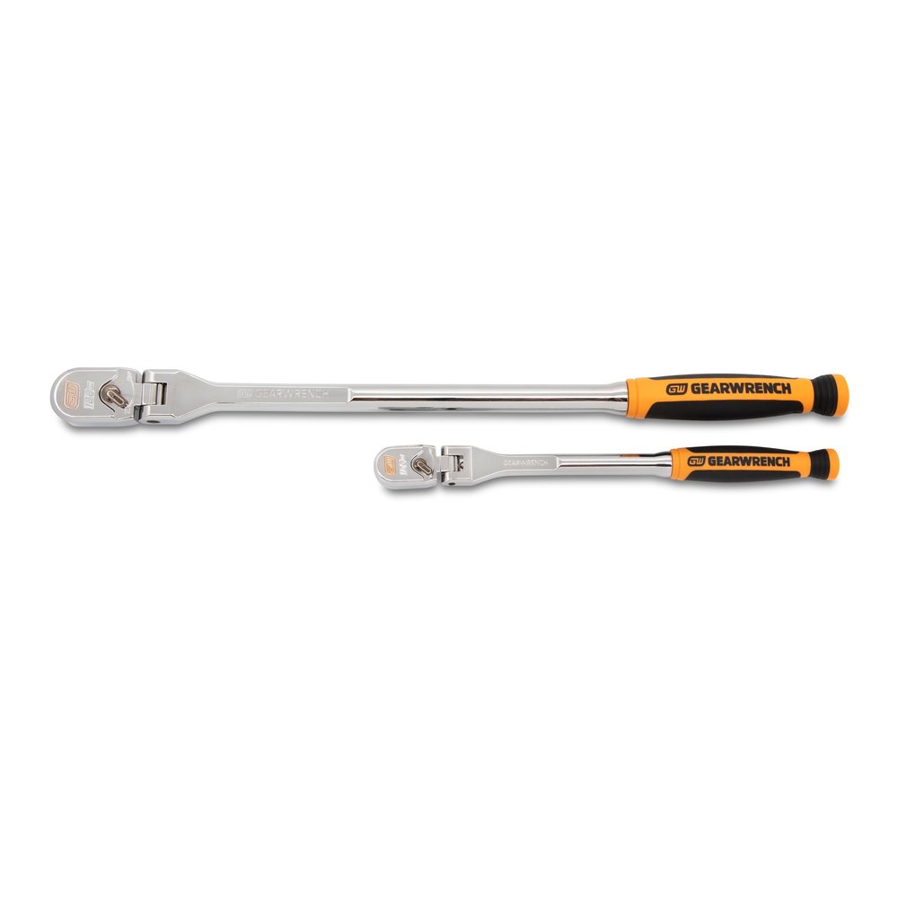 GEARWRENCH 81204XP 2-Piece 120XP Ratchet Set, 1/4-Inch and 3/8-Inch Drive, Dual Material, Flex Head, Teardrop