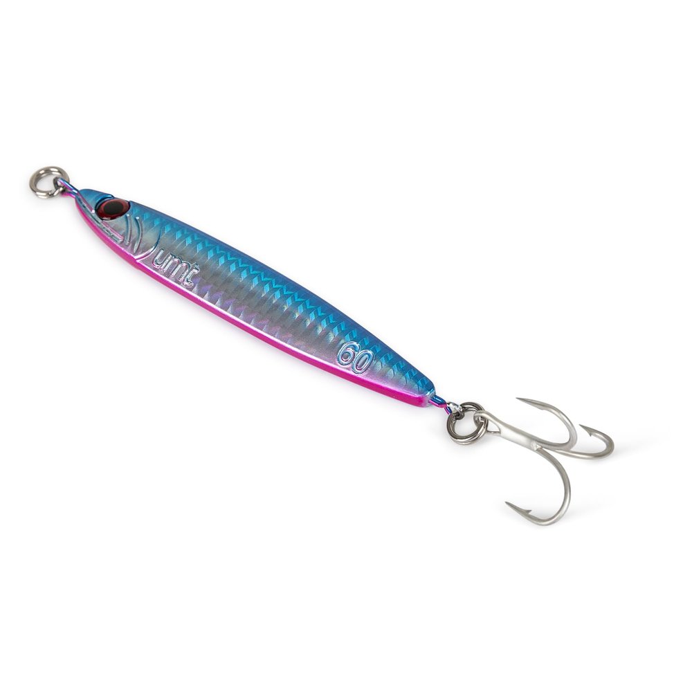 60 g Pink-Blue Vertical Casting Jig with Super-Sharp Treble Hooks