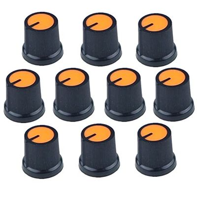VWWJCCRO 10-Piece 6 mm Knurled Potentiometer Knob Caps, Orange