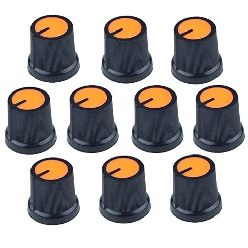 VWWJCCRO 10-Piece 6 mm Knurled Potentiometer Knob Caps, Orange
