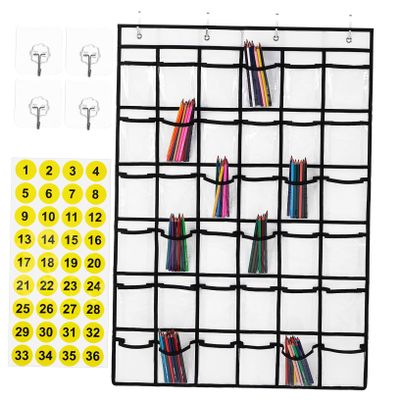 KITANDOVE Hanging Organizer with Pockets, Transparent Compartments, and Labelable Tags