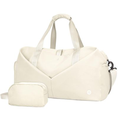 Ceneda Women's 20-Inch Sports Duffel Bag with Wet and Shoe Compartments, Ivory