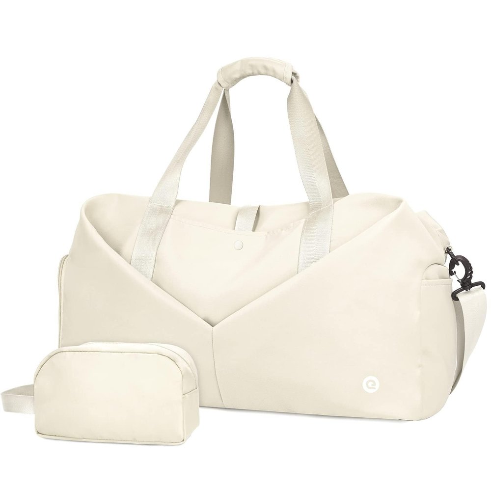 Ceneda Women's 20-Inch Sports Duffel Bag with Wet and Shoe Compartments, Ivory