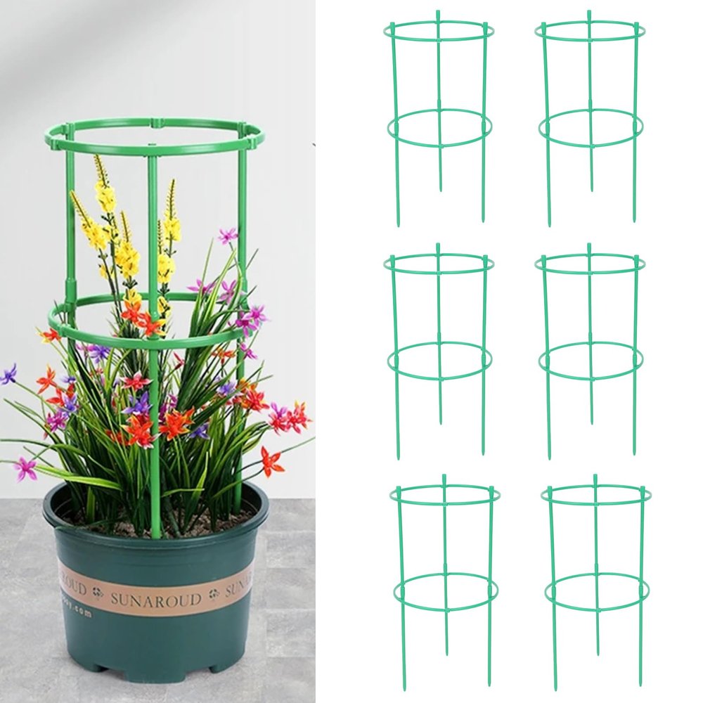 Adjustable Circular Garden Plant Support, Tomato Cage and Trellis, 6-Pack