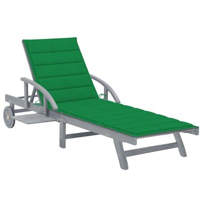 KTHLBRH Outdoor Acacia Wood Chaise Lounge with Cushion