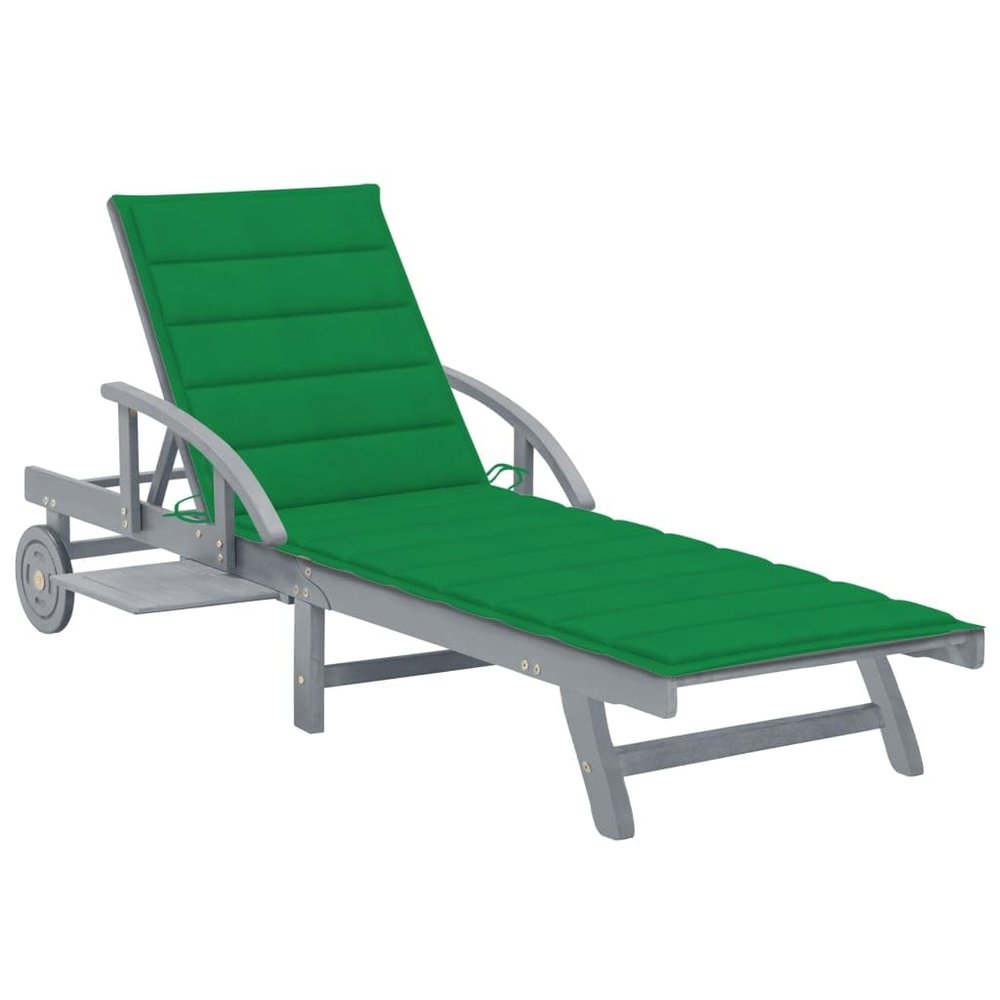 KTHLBRH Outdoor Acacia Wood Chaise Lounge with Cushion