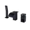 BIQSYVTM Waterfall Bathtub Faucet with Hand Shower, 3-Hole Deck-Mount, Black view 1