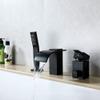 BIQSYVTM Waterfall Bathtub Faucet with Hand Shower, 3-Hole Deck-Mount, Black view 3
