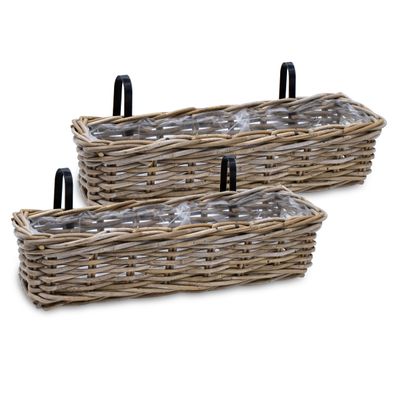 Spetebo Natural Rattan Window Boxes, 60 x 20 cm, Set of 2