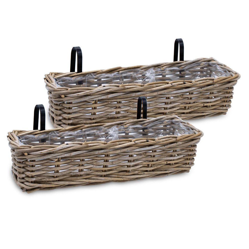 Spetebo Natural Rattan Window Boxes, 60 x 20 cm, Set of 2