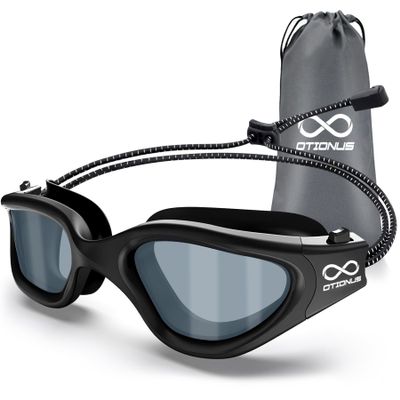 Otionus Polarized Swimming Goggles for Adults, Hair-Pull-Free Bungee Strap, Anti-Fog Pool Goggles for Men and Women