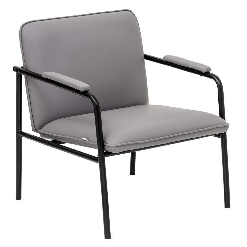 Baroni Home Lounge Chair with Iron Frame and Armrests, Mid-Century Modern Design, Gray, 78 x 59 x 64 cm