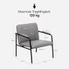 Baroni Home Lounge Chair with Iron Frame and Armrests, Mid-Century Modern Design, Gray, 78 x 59 x 64 cm view 3