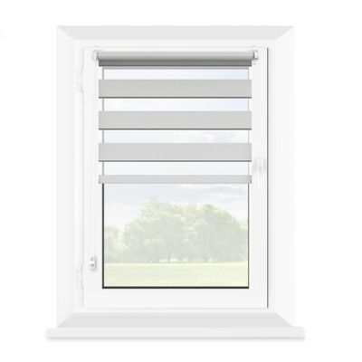 Mardom Duo Day-Night Roller Blind, No Drilling, Clip-Fix, Light Gray, 51 x 140 cm