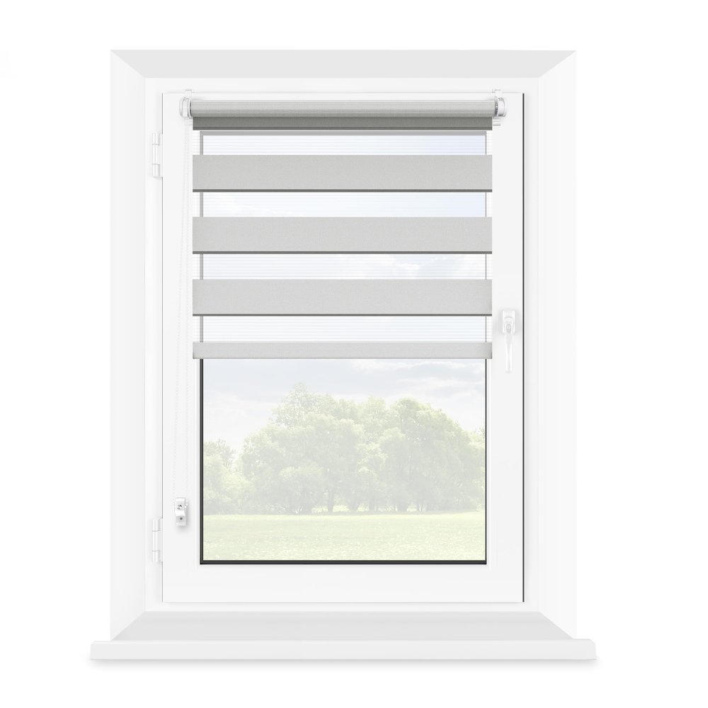 Mardom Duo Day-Night Roller Blind, No Drilling, Clip-Fix, Light Gray, 51 x 140 cm
