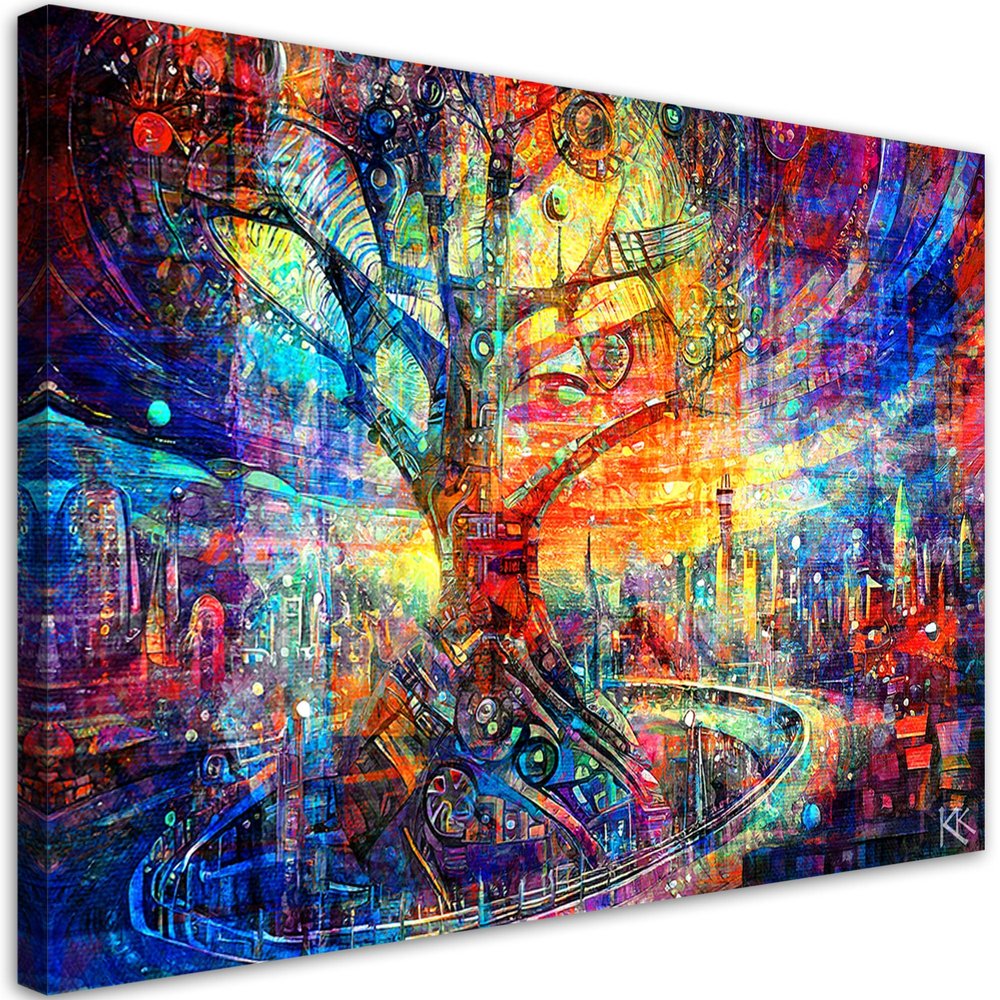 Feeby Abstract Tree Canvas Wall Art, 30 x 20 cm
