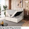 MEBLINI Antonio Black Box Spring Bed with Storage, 63" x 87", H4/Cream Velvet view 4