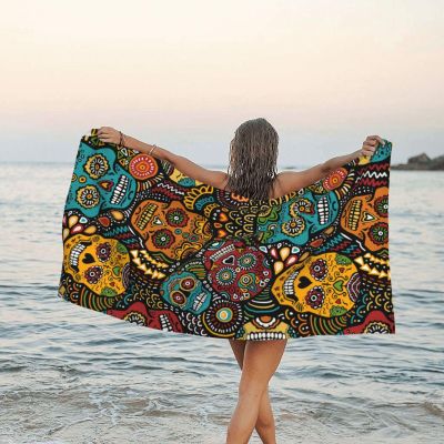 LAMAME Sugar Skulls Quick-Drying Microfiber Bath Towel