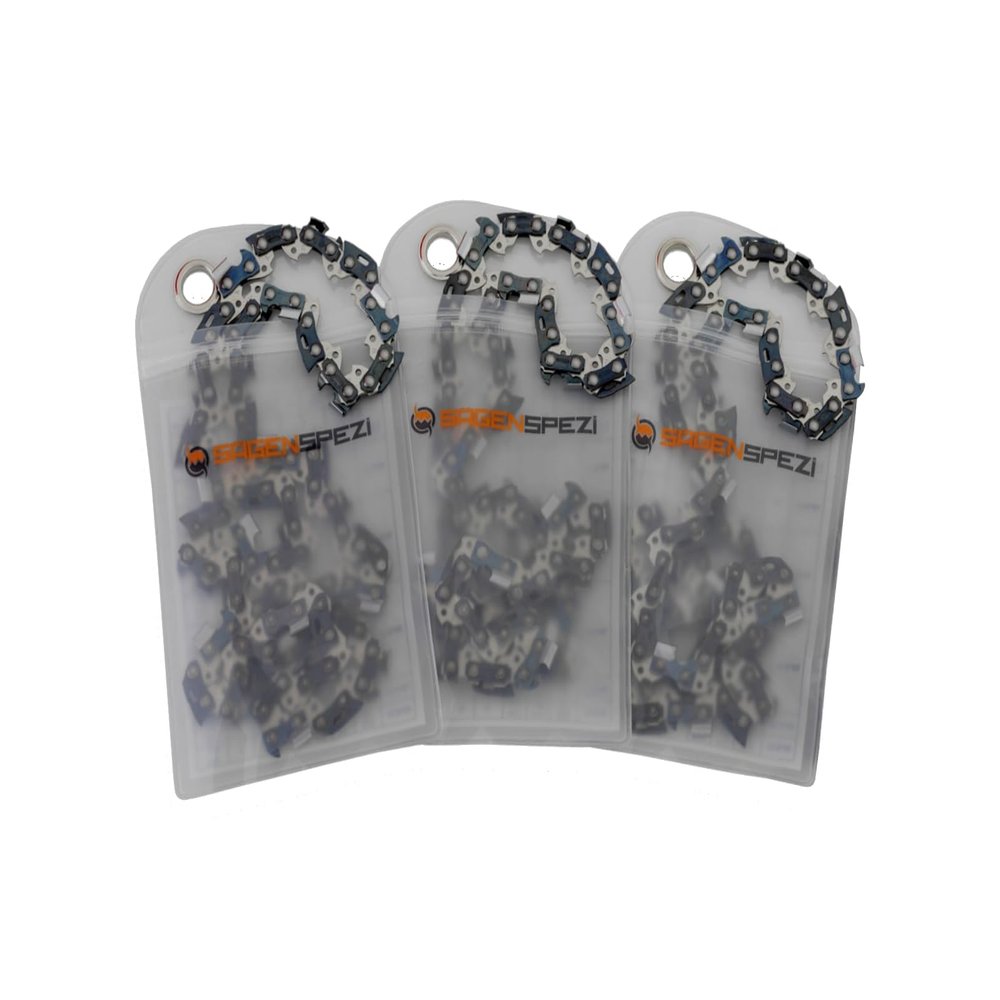 SGENSPEZI Set of 3 Saw Chains, 3/8 in, 1.6 mm, 185 Drive Links, Semi-Chisel