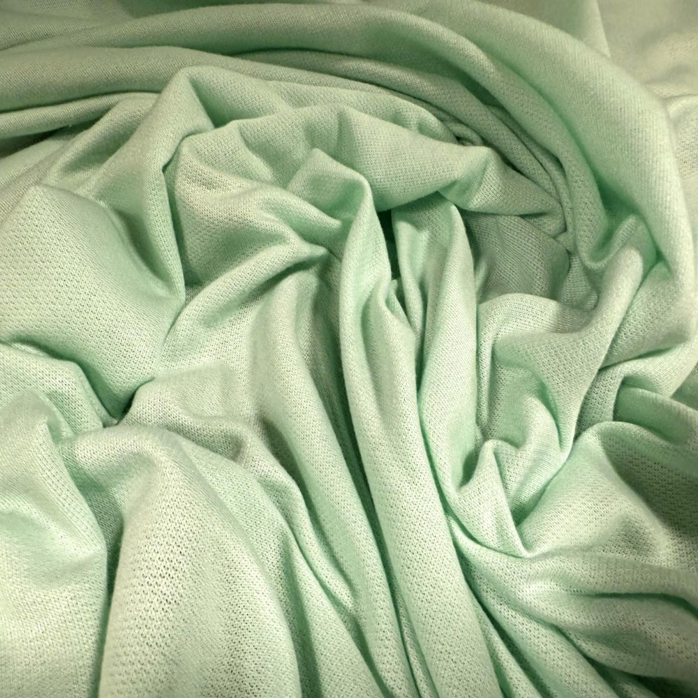 French Terry Loopback Sweatshirt Jersey Fabric, Sold by the Meter, Solid Spearmint Green