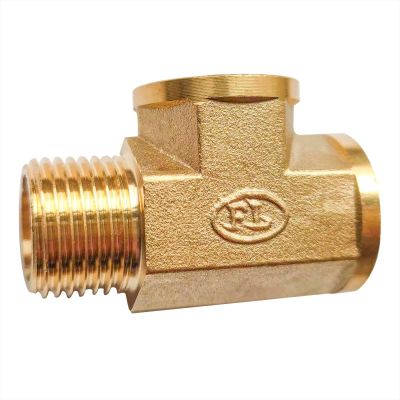COFEDON Brass Threaded Tee Fitting, Male/Female/Female, 1/2 in