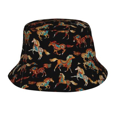 Colorful Brown Horse Bucket Hat, Packable Travel Sun Hat, Unisex, One Size