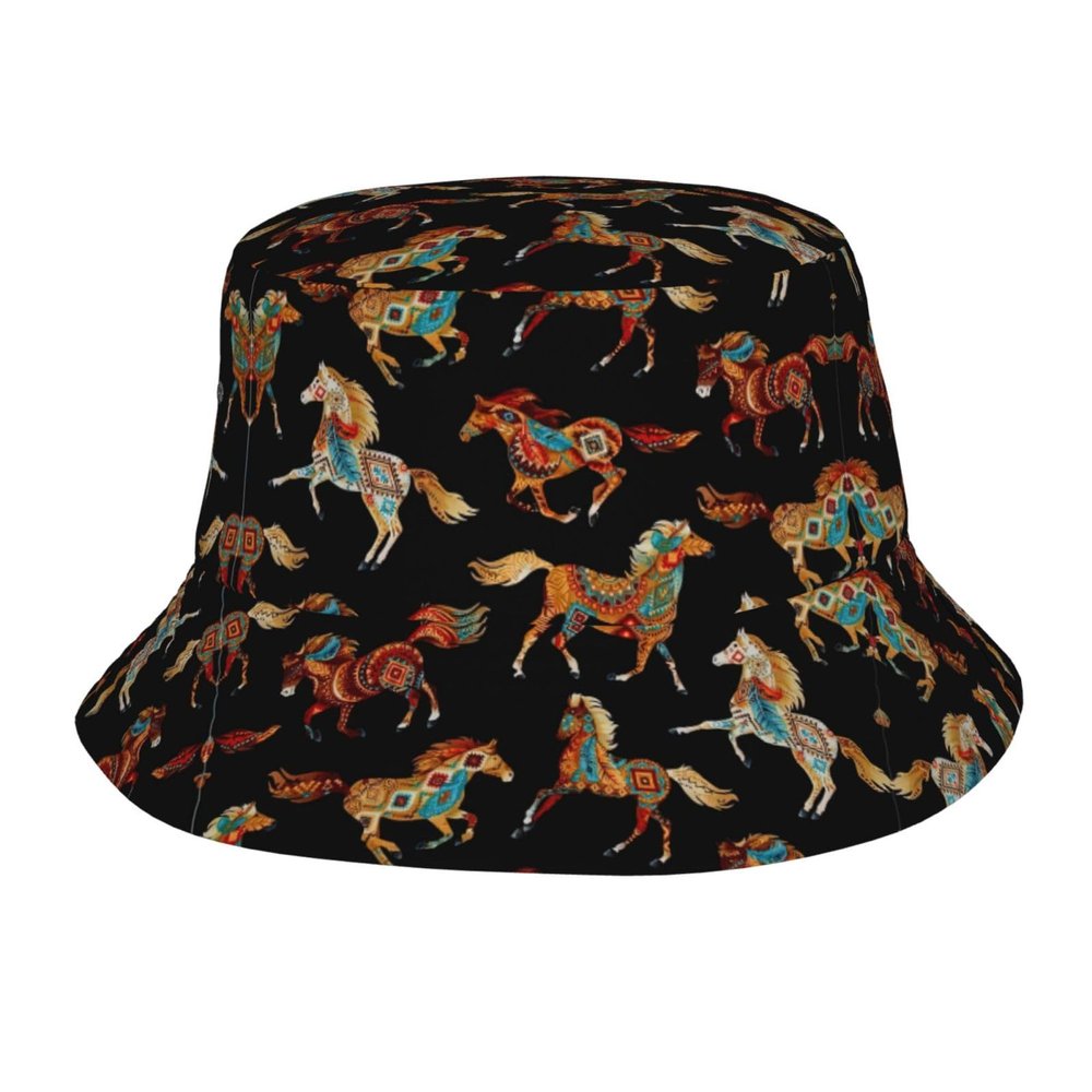 Colorful Brown Horse Bucket Hat, Packable Travel Sun Hat, Unisex, One Size
