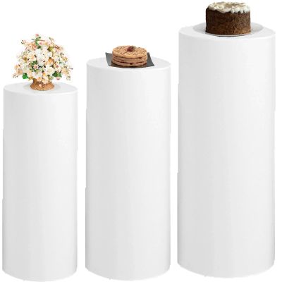 3/5-Piece Spandex Cylinder Pedestal Cover Set, Round Pedestal Covers for Parties and Weddings