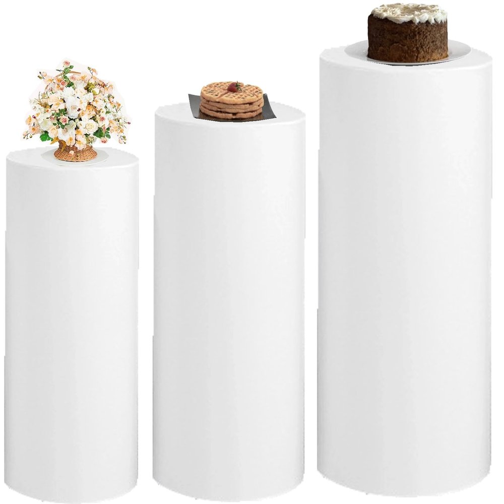 3/5-Piece Spandex Cylinder Pedestal Cover Set, Round Pedestal Covers for Parties and Weddings