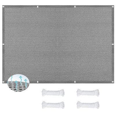 Shade Sail 2.4 x 7 m, UV and Wind Protection, Shade Net with Eyelet Fastening Kit, Light Gray