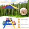 SOARS Wooden Kids' Picnic Table Set with UV-Protective Umbrella, Colorful view 2
