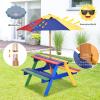 SOARS Wooden Kids' Picnic Table Set with UV-Protective Umbrella, Colorful view 3