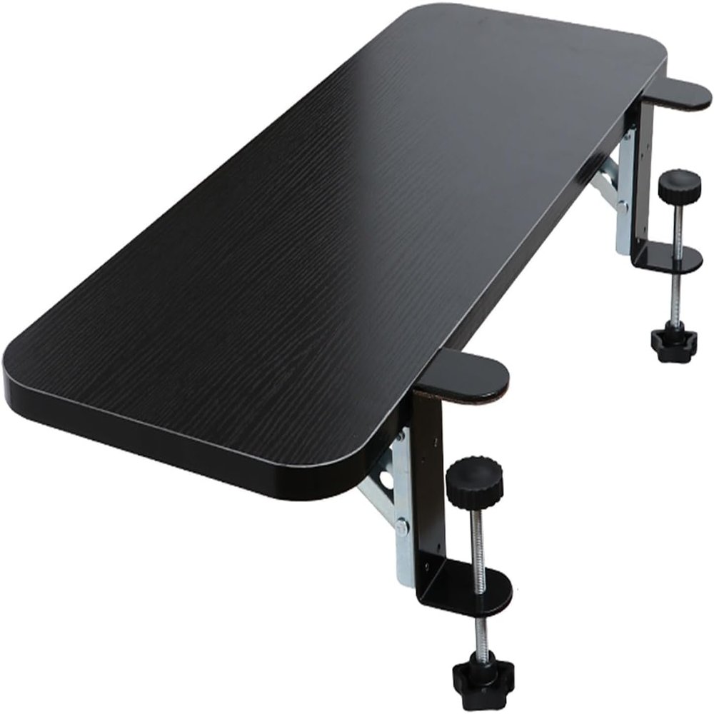 65–80 cm Extra-Wide Wooden Keyboard Tray, 90° Folding, Clamp-On Desk Mount