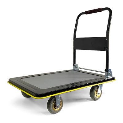 Steel Platform Cart with Folding Handle, Swivel Wheels, 880 lb Capacity, Green, 6 in