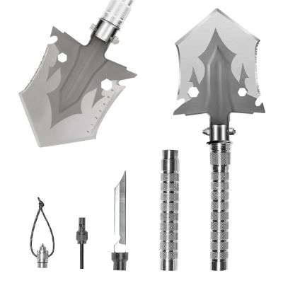Herfair Folding Shovel, Stainless Steel, 3-Angle Adjustable, for Hiking, Camping & Survival