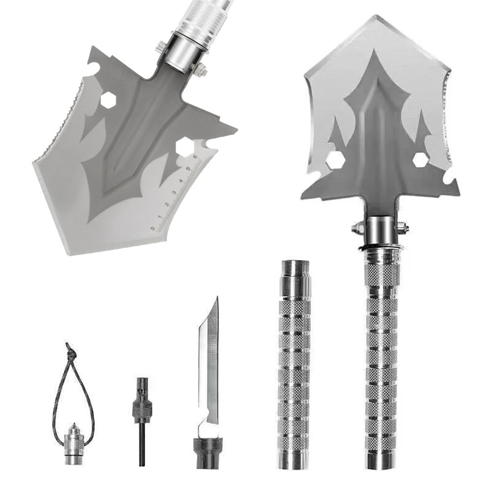 Herfair Folding Shovel, Stainless Steel, 3-Angle Adjustable, for Hiking, Camping & Survival