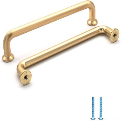 SYZOW 6-Pack Cabinet Handles, Brushed Brass, 96 mm Hole Spacing