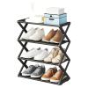 PLABNK Small Foldable Shoe Cabinet, 5-Tier, Dust- and Water-Resistant, 42 x 18.5 x 49.5 cm view 1