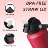 BJPKPK 32 oz Water Bottle with Straw Lid, Vacuum-Insulated Stainless Steel, Charming Red view 2