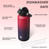 BJPKPK 32 oz Water Bottle with Straw Lid, Vacuum-Insulated Stainless Steel, Charming Red view 3