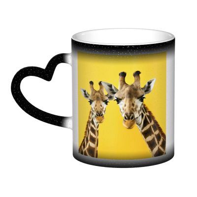 Color-Changing Giraffe Mug on Yellow Background