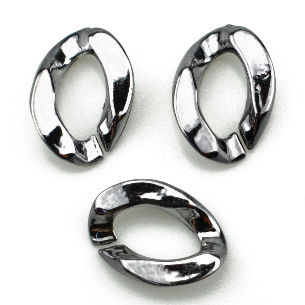 100 ABS Acrylic Open Connector Rings, 17 x 23 mm