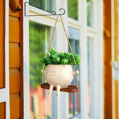Hanging Resin Face Planter with Swiveling Face