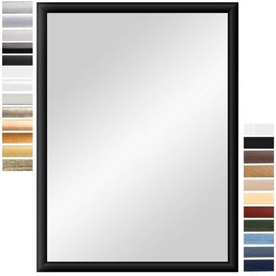 PrimeLuxe Wall Mirror 17 x 28 cm (Overall Dimensions), Matte Black | Color and Size Options | Full-Length Mirror | Bathroom & Hallway | MDF Wood Frame | Made in Germany